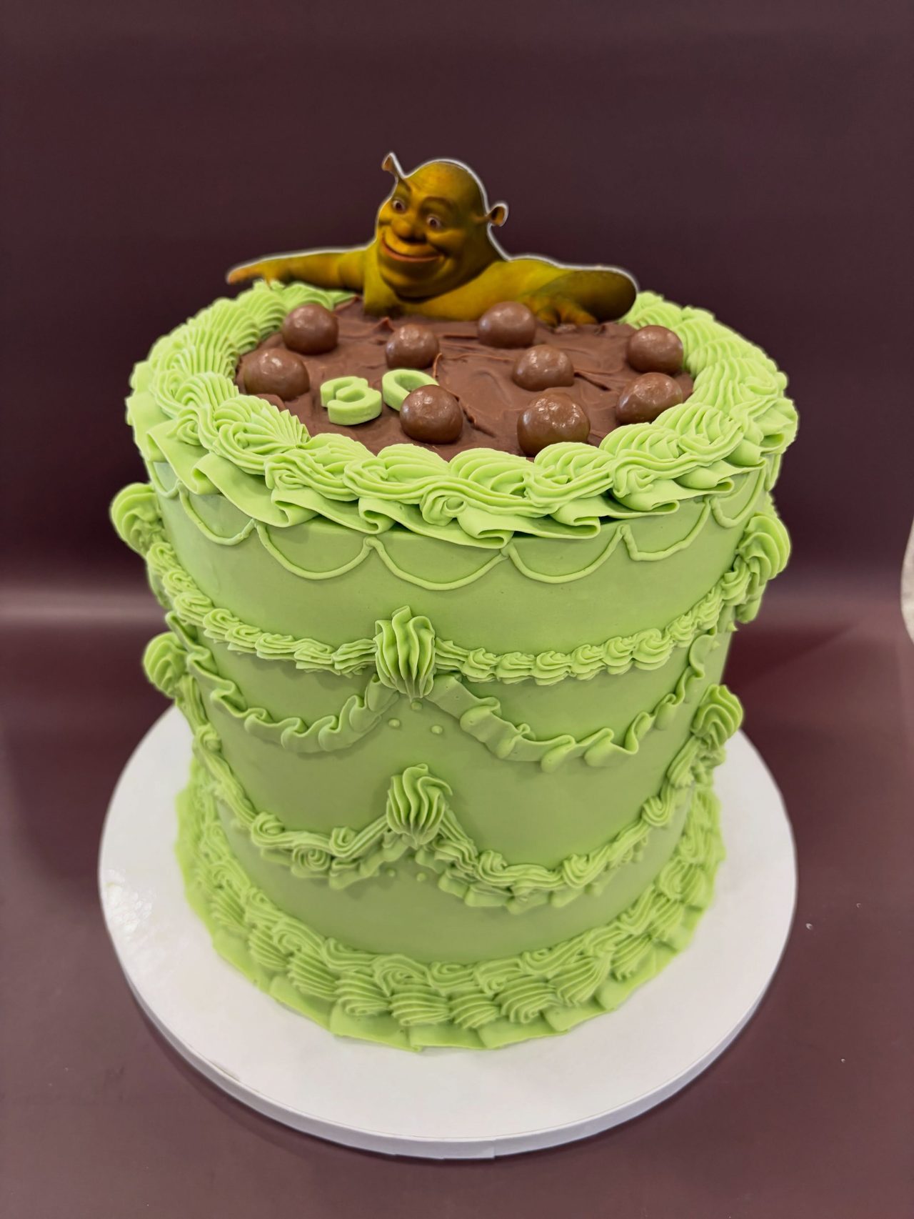 Shrek themed vintage birthday cake