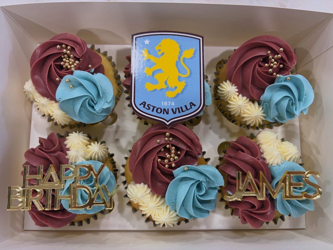 Aston Villa birthday cupcakes
